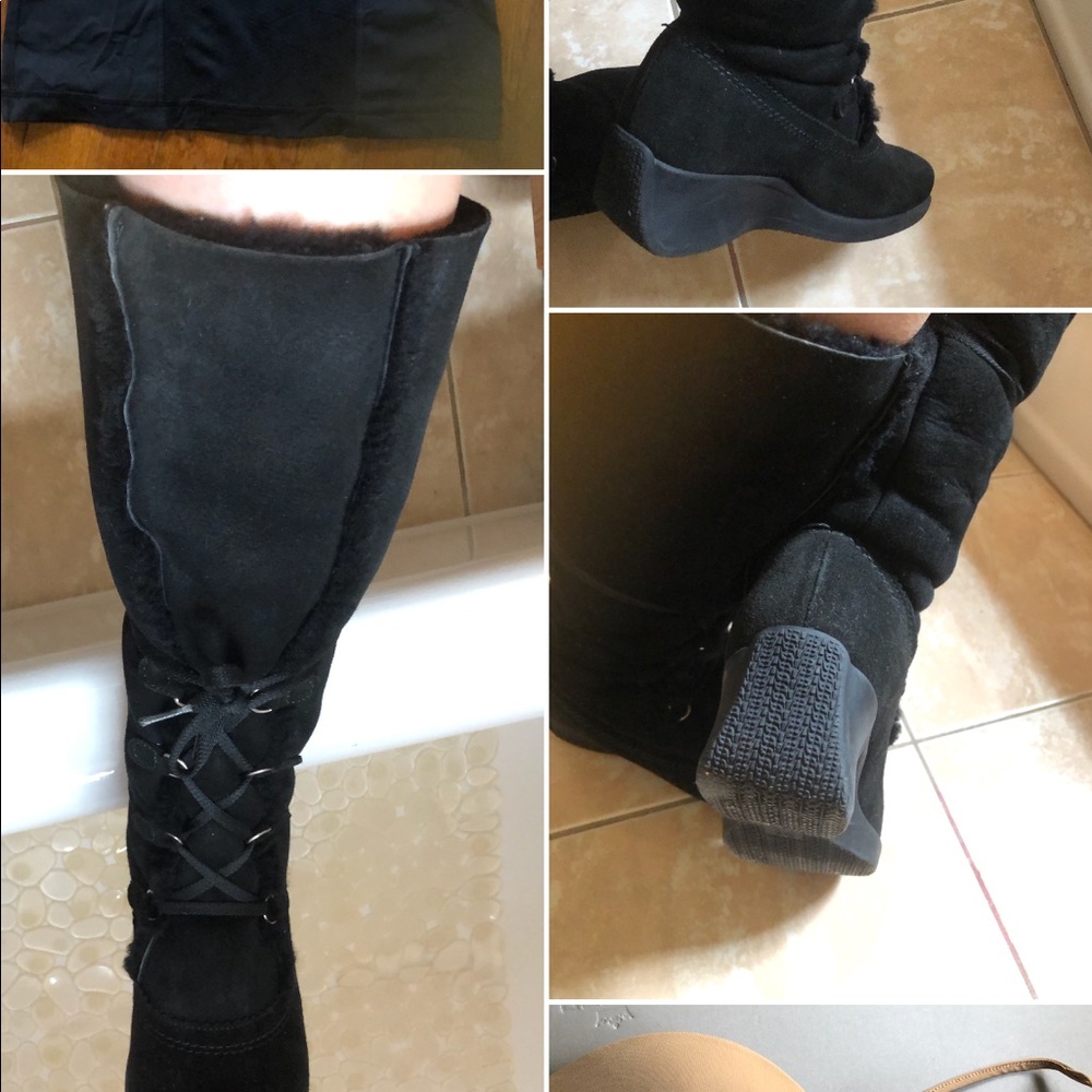 Black suede shearling Winter Boots